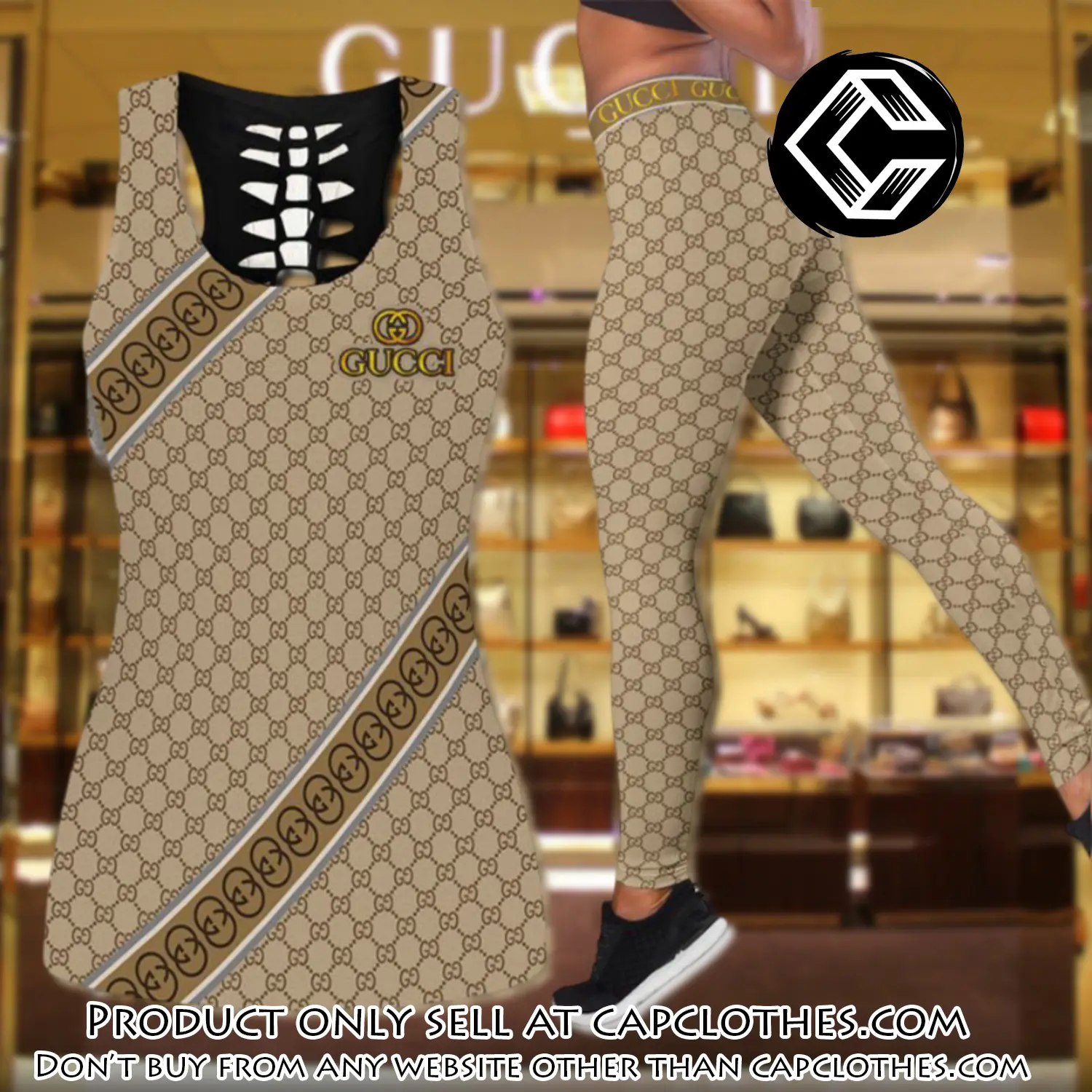 Gucci tank top leggings set luxury brand for women yoga gym cc5652513